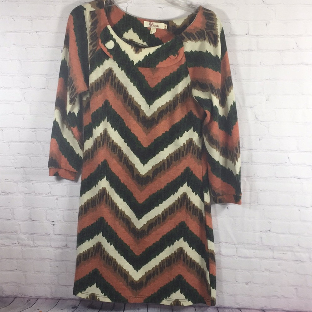 Aryeh Zig Zag Design Pull Over  3/4 Sleeve Dress